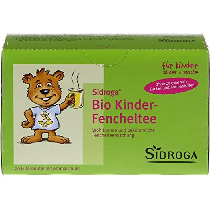SIDROGA Bio Kinder-Fencheltee, Filterbeutel, 40 g, beruhigende Wirkung für Kinder