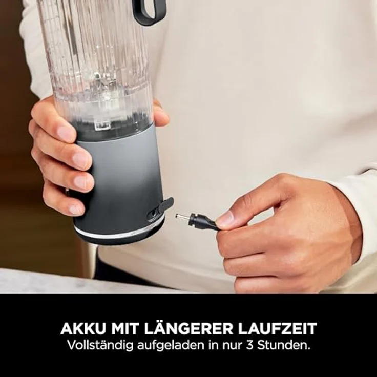 Ninja BC251EUGY, Tragbarer Mixer, 0,57 l, leistungsstarker Eis-Crusher, grau-transparent, kabellos, Auto-iQ-Technologie – Bild 13