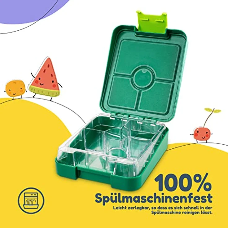 schmatzfatz easy Snackbox 4 Fächer 18 x 15 x 5 cm (BxHxT) Grün – Bild 6