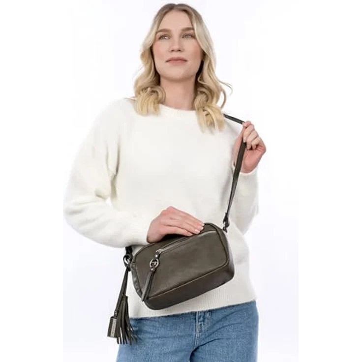 Tamaris TAS Nele Umhängetasche, Feinsynthetik mit Reißverschluss, Uni-Design, beige – Bild 3