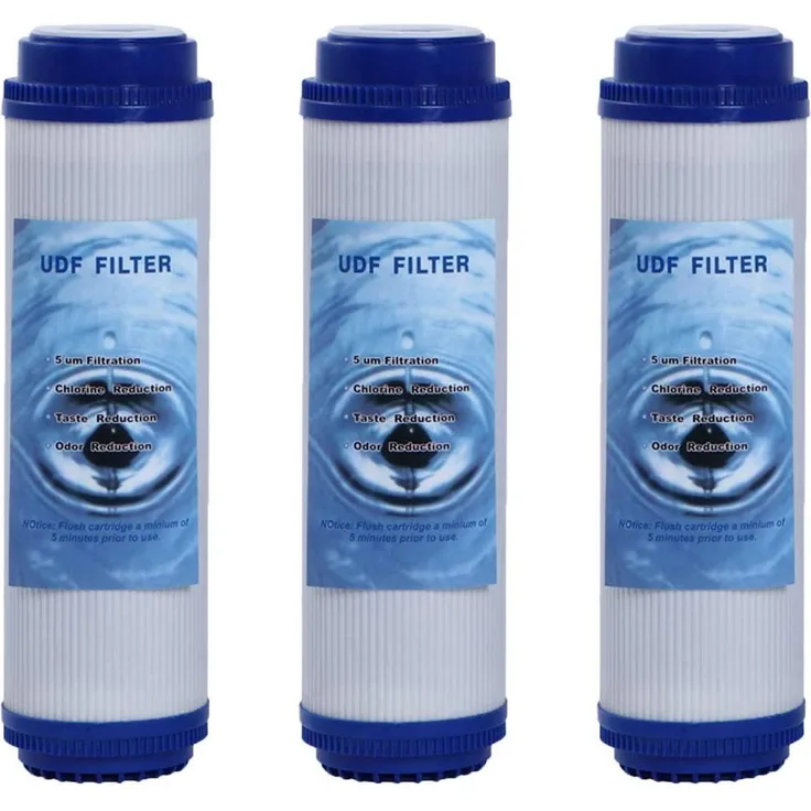 HUINING Aktivkohlefilter 10 Zoll GAC Carbon 3er Set, für Umkehrosmose-Systeme, 5 Mikrometer Filtration, lange Lebensdauer bis 15.000 Liter