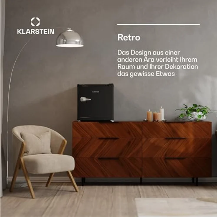 Klarstein Irene Retro Mini-Gefrierschrank, 31L, Flexibler Temperaturbereich -24 °C bis 10 °C, Energieeffizienz C, Leise 38 dB, Kompaktes Design, Blau – Bild 3