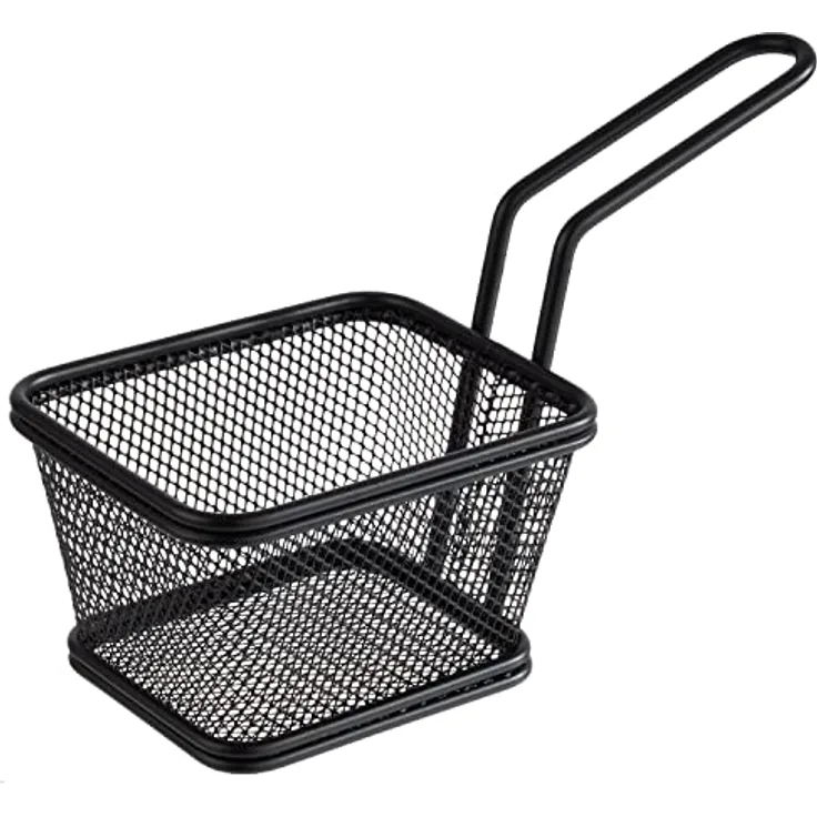 Assheuer + Pott APS 40626 Servier-Frittierkorb SNACKHOLDER, Edelstahl, 10 x 8,5 cm, Höhe 6,5 cm, schwarz