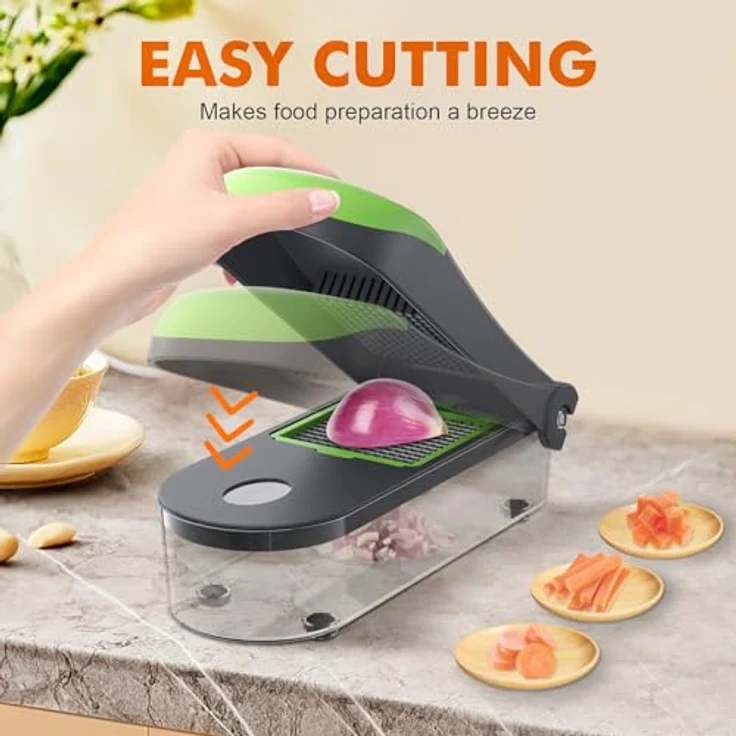 Ibergrif M521 Gemüseschneider, Multifunktionale Mandoline 6 in 1, Edelstahlklingen und BPA-freies Material, ergonomisches Design – Bild 2