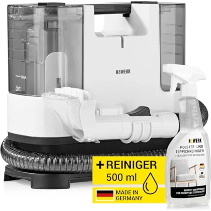 N8WERK Waschsauger Portable Clean | 400 Watt Motor, inkl. Reinigungsmittel, kompakt und leistungsstark, Frisch- und Schmutzwassertank – Bild 1