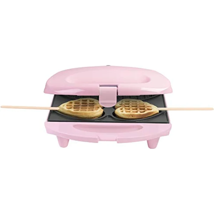 Bestron Waffeleisen für Herzwaffeln am Stiel, Retro Design, Sweet Dreams, 780 Watt, Rosa – Bild 2