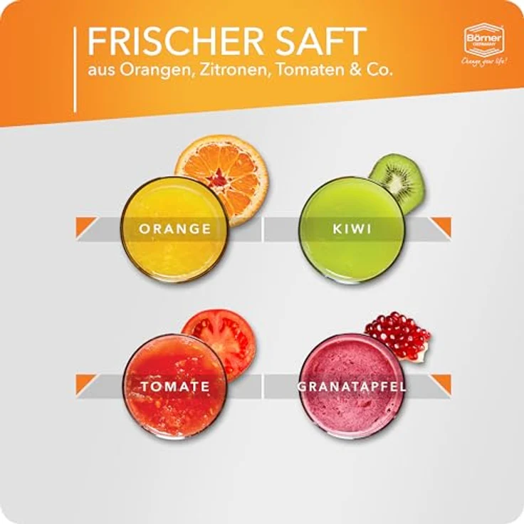 Börner Saftpresse, Saftpresse für Orangen, Entsafter ' Germany, Orange Farbe – Bild 4