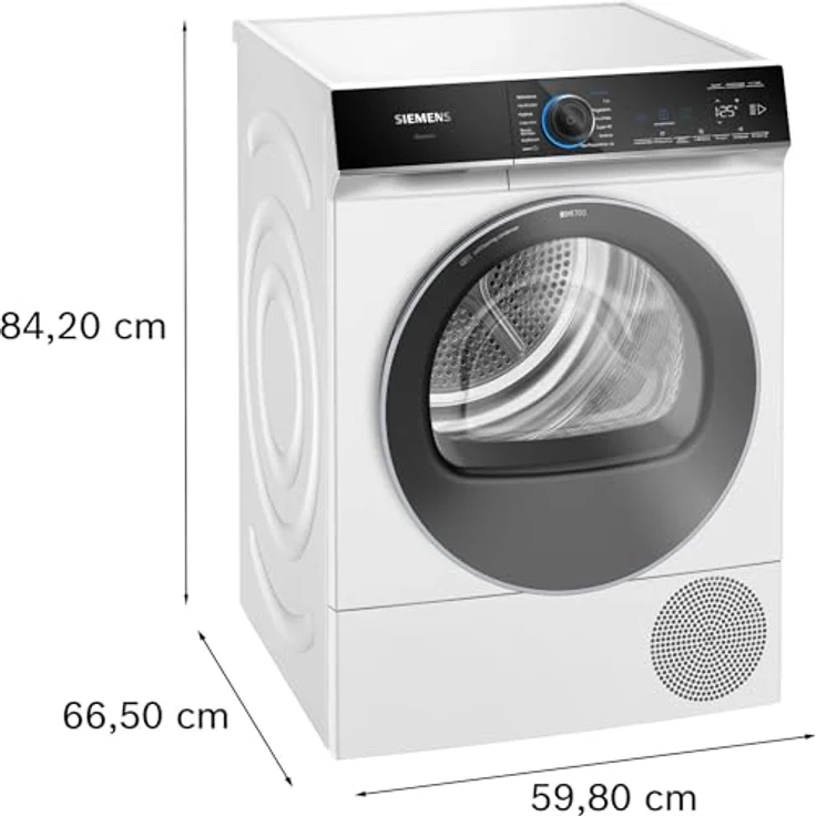 Siemens WQ46B2D41 iQ700, Wärmepumpentrockner 9 kg, extrem leise, varioSpeed, autoDry, Knitterschutz, Home Connect, selbstreinigend, Weiß – Bild 4