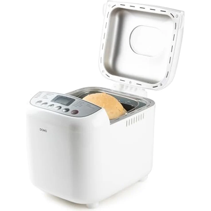 DOMO B3976 Brotbackautomat 500-750-1000gr - 17 Programme - inkl. glutenfreiem Programm mit Timer u. LCD-Display mit Warmhaltefunktion, Weiß/Silber – Bild 3