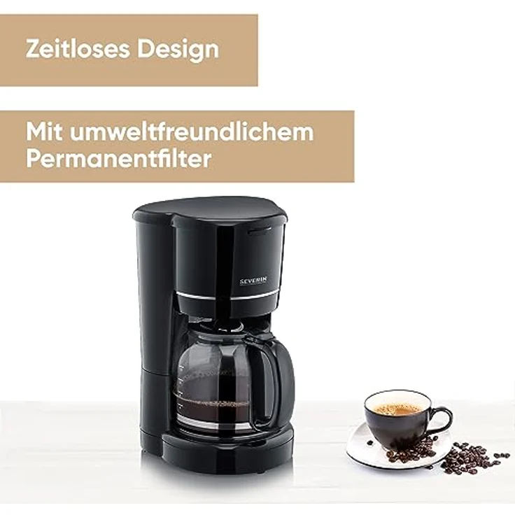 SEVERIN Filterkaffeemaschine mit Glaskanne, Kaffeemaschine für bis zu 10 Tassen, Filtermaschine mit Glaskanne und Permanentfilter, schwarz, KA 4320 – Bild 2