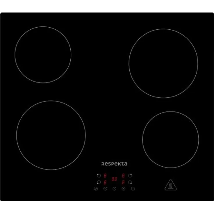 Respekta Glaskeramikkochfeld autark/Rahmenloses Einbaukochfeld mit 4 Platten / 9 Leistungsstufen/Touch Control/Timer/Kindersicherung / 60 cm/in schwarz/KM 4400-28