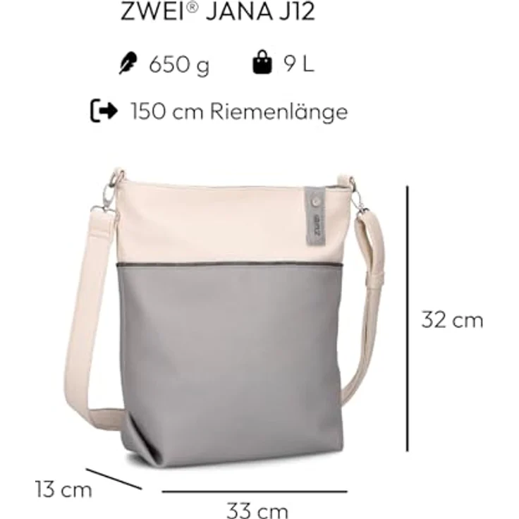 Zwei Umhängetasche Jana J12 - Schultertasche 33 cm (foggy) – Bild 2