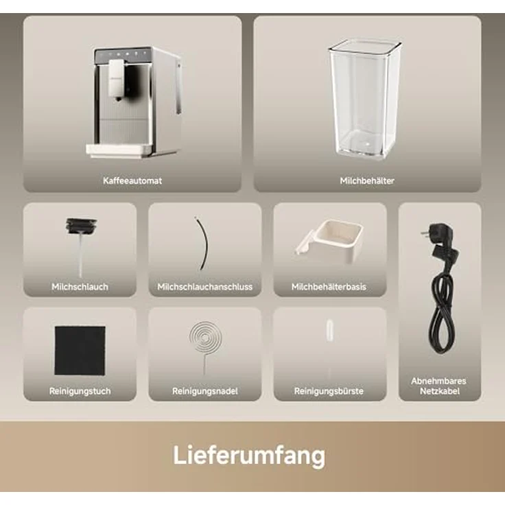 Dreame Ecceluxe Slim FCM30 Espressomaschine, kompakte Größe, Ein-Knopf-Touchscreen, fünf Kaffeespezialitäten, automatische Reinigung – Bild 10