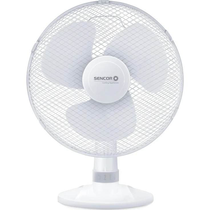 Sencor SFE3027WH-EUE3 Tischventilator, 3 Geschwindigkeitsstufen, 50 Watt, leiser Betrieb, Weiss