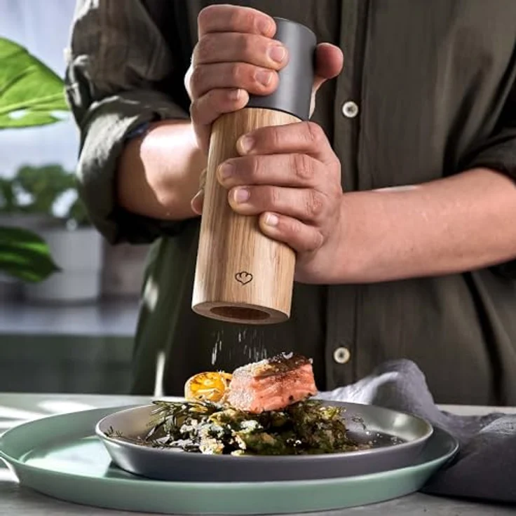 Springlane Salz-/Pfeffermühle 2er-Set aus Buchenholz und Beton, manuell, in Mint und Dunkelgrau – Bild 9