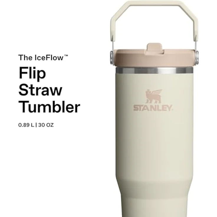 STANLEY 1913 Flip Straw Tumbler, 0.89L Thermosflasche mit Strohhalm, hält 12+ Stunden kalt, spülmaschinenfest, BPA-frei, Cream – Bild 3