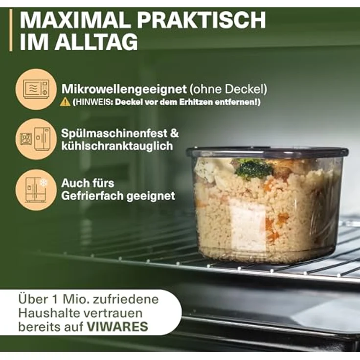 VIWARES Vorratsdosen Set 18-teilig, inkl. 2,0L Spaghetti Box & 6 Gewürzdosen mit Dosierdeckel, luftdicht, BPA-frei, stapelbar, 52 Etiketten – Bild 7