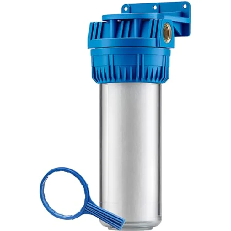 Naturewater NW-BR10A Wasserfilter, 1 Stufen Sedimentfilter mit 5 µ Filterfeinheit, 26,16 mm (3/4") Filtereinsatz, inkl. Wandhalterung und Filterschlüssel