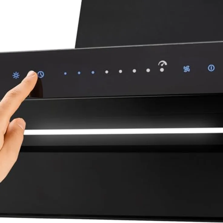 KKT KOLBE FLAT9006S Dunstabzugshaube 90 cm | Wandhaube | Edelstahl mit schwarzem Glas | Umluft und Abluft | WLAN | SensorTouch Bedienung | Nachlaufautomatik | Energieeffizienzklasse A++ – Bild 3