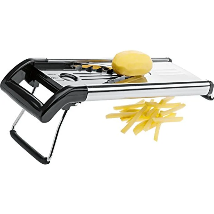 Küchenprofi Gemüsehobel PROFESSIONAL , Inklusive 5 Schneideinsätze , Mandoline für Obst, Gemüse und Kartoffeln , Gemüseschneider in Geschenkverpackung , Verstellbarer Gemüsehobel, Edelstahl – Bild 4