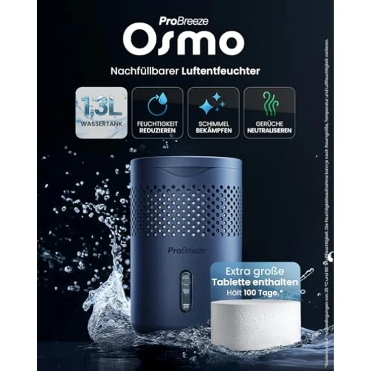 Pro Breeze Osmo Luftentfeuchter, Geräuschlos & Nachfüllbar, Mini Raumentfeuchter ohne Strom, effektive 700g Tablette für bis zu 100 Tage, in 4 Farben erhältlich – Bild 2