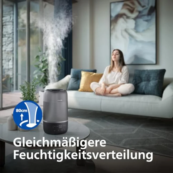 Philips Luftbefeuchter HU1510 1000 Series, ultraschall, mit Aroma-Diffusor, Stimmungslicht, App verbunden – Bild 5