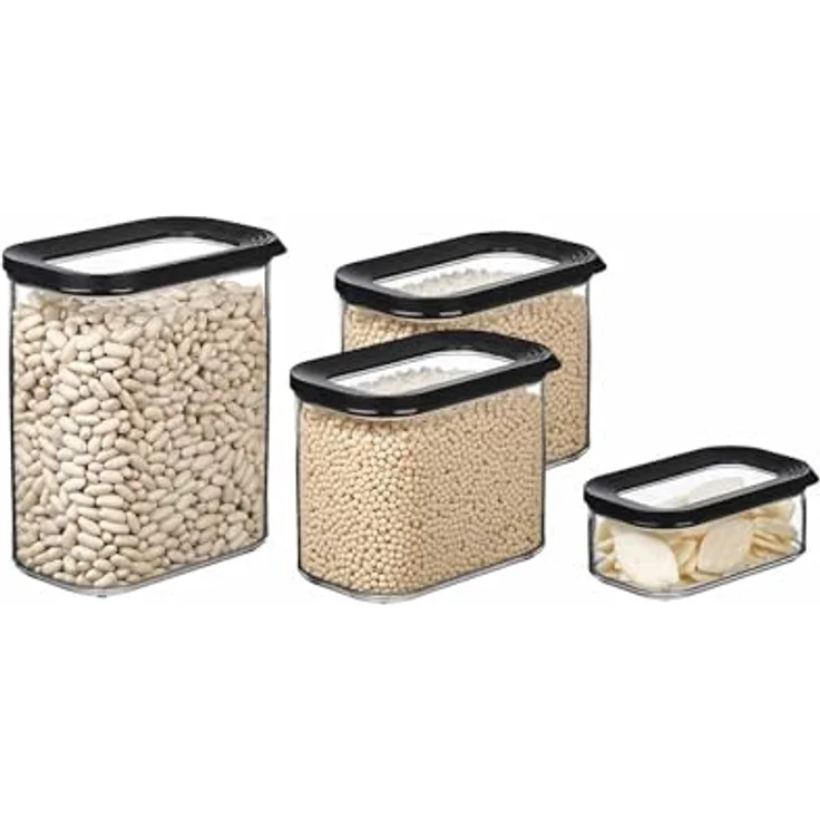 Mepal Modula Vorratsdosen Set 4-teilig, luftdicht & stapelbar, 425 ml, 2x 1000 ml, 1500 ml, spülmaschinengeeignet, Nordic Black – Bild 1
