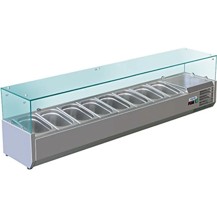 Saro 323-1040 Aufsatzkühlvitrinen, METTE, VRX 1800, Edelstahl, statische Kühlung, +2 / +8 °C, für 8x 1/3 GN-Behälter
