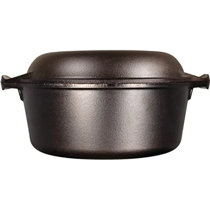 Lodge Cacerola Doble Redonda, Gusseisen Schmortopf mit 2,5 l Volumen, 25 cm, vorgebrannt, ideal für Induktionsherde – Bild 3