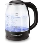 GOURMETmaxx Glas-Wasserkocher mit LED-Beleuchtung 1,7 l | Modernes Design, kabellose Flexibilität & automatische Abschaltung | Wasserstandsanzeige | Perfekt für Tee [Schwarz]