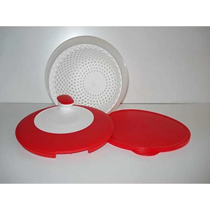 TUPPERWARE Salatschleuder Salat-Karussell 3,8L rot-weiß D226 Salatkarussell – Bild 4