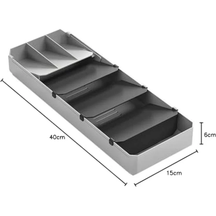 Best Besteckeinsatz, verstellbarer Besteck Organizer, grau – Bild 6