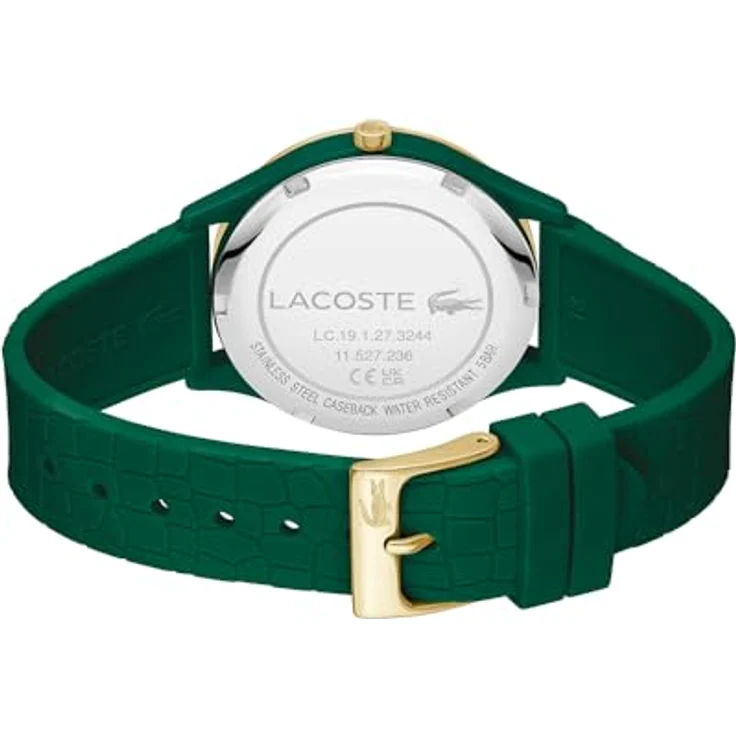 Lacoste Analog Quarzuhr Damen CROCODELLE, Grünes Silikonarmband, Wasserabweisend bis 5 bar, Zifferblatt mit LACOSTE-Logo, 36 mm Gehäusedurchmesser – Bild 3