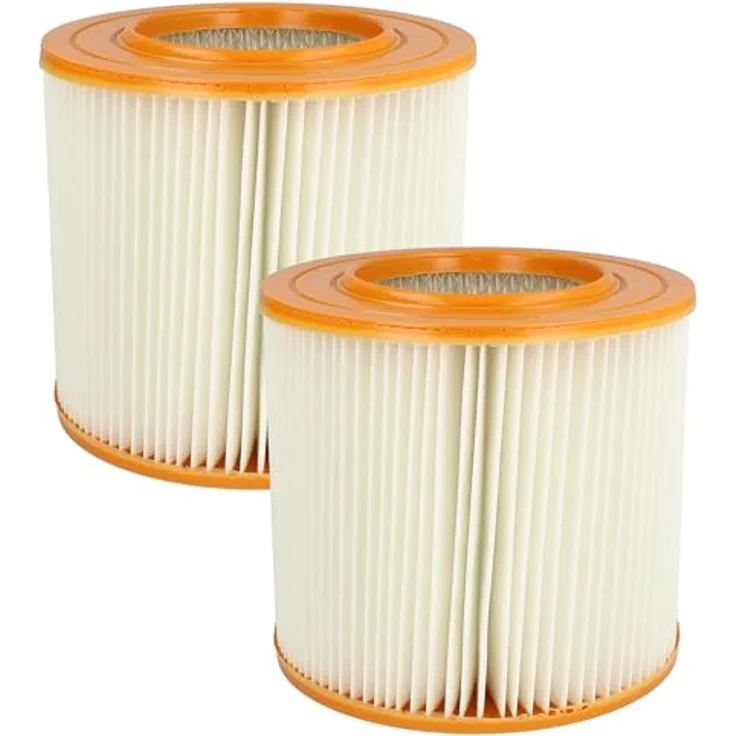 VHBW 2x Faltenfilter kompatibel mit Allaway C30, A30, C40, A40, A50, AW1700, AW2000, A60, CV1350, CV1750, M1000, CV1950, L25 - Polyester Filter in orange/weiß für effiziente Saugleistung – Bild 1