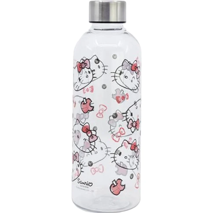 Tinisu Hello Kitty Trinkflasche, 850 ml, BPA-frei, transparente Flasche mit Metallverschluss – Bild 2
