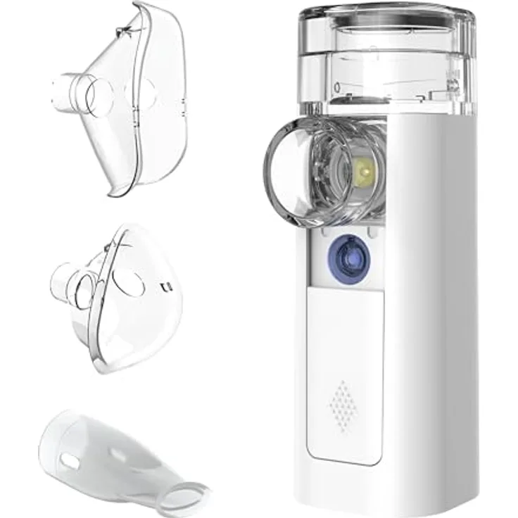 OMRON mini Air 360+ | Tragbares geräuschloses Inhalationsgerät für Erwachsene & Kinder | Linderung von Husten & Erkältung | Inkl. 2 Masken+Mundstück | Micro-USB-Ladefunktion