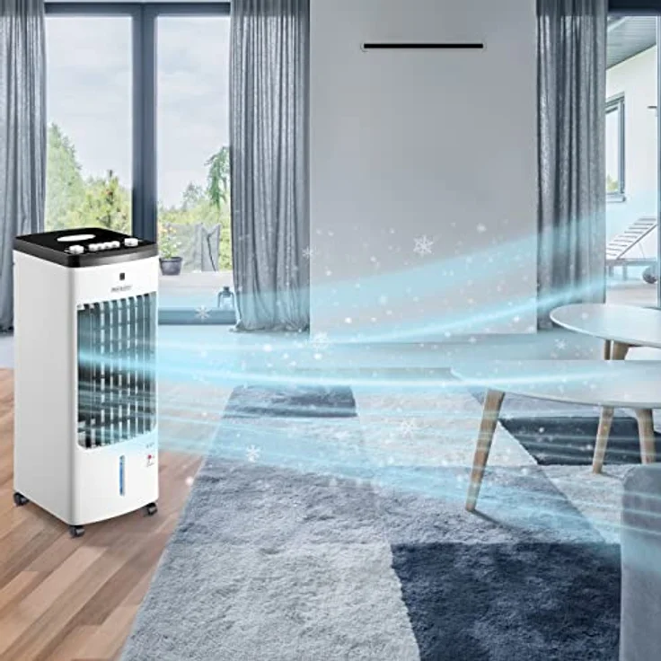 Monzana Luftkühler 4in1 mobil 60W 330m³-h Oszillation 3,5L inkl. 4 Kühlakkus 3,5L Ventilator Luftbefeuchter Ionisator Aircooler – Bild 2