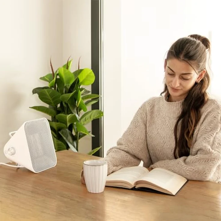 Cecotec ReadyWarm 1500 Max Ceramic, Keramik-Tischheizgerät mit 1500W, Einstellbarem Thermostat, 3 Modi, Geräuschlos, 15m² Abdeckung, Elegantes Design, Weiß, Dreifaches Sicherheitssystem – Bild 2