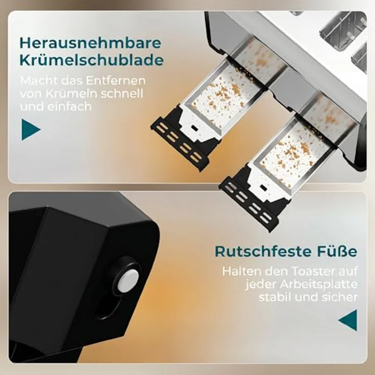 HOMCOM 4-Scheiben-Toaster, 7 Bräunungsstufen, Auftauen, Aufwärmen, Abbruchfunktion, schwarz – Bild 6