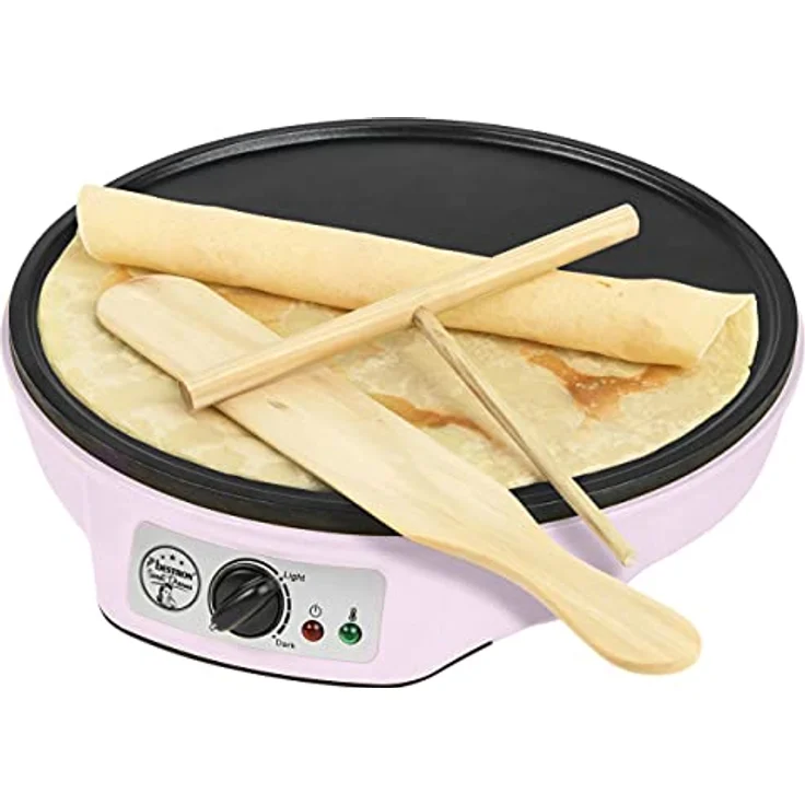 Bestron ASW602P Crêpes Maker, im Retro Design, 1000W, Ø 30 cm, antihaftbeschichtet, inkl. Teigverteiler, rosa – Bild 3
