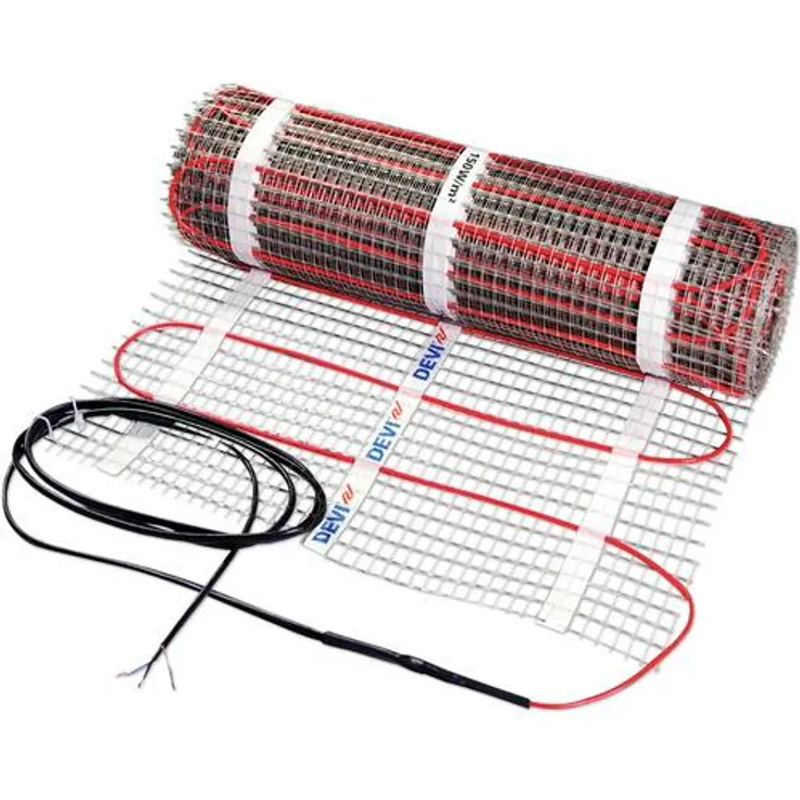 DEVI Dünnbettheizmatte DTIR 10m, 150 W/qm, selbstklebend, 5.0 m² (0.5 x 10.0 m), heizleitungsbelastung 11 W/m