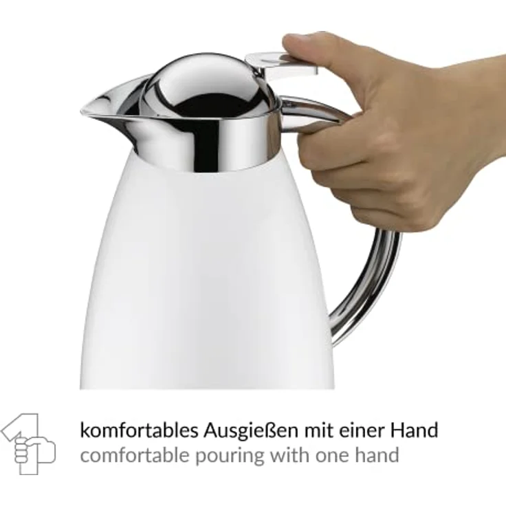 alfi 1421.211.100 Isolierkanne Signo, Edelstahl Alpinweiß 1,0 l, 12 Stunden heiß, 24 Stunden kalt – Bild 3