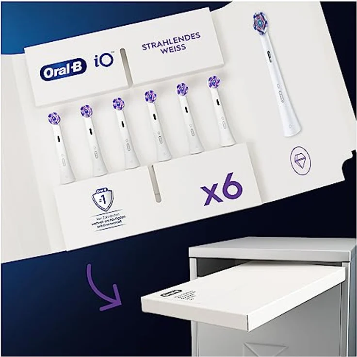 Oral-B iO Strahlendes Weiss Aufsteckbürsten für elektrische Zahnbürste, 6 Stück, Oral-B’s beste Zahnreinigung, Zahnbürstenaufsatz für Oral-B Zahnbürsten, briefkastenfähige Verpackung – Bild 2