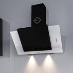 GURARI Wandhaube GCH S 482 90 IS, Dunstabzugshaube 90 cm, Edelstahl, Schwarz Glas, 1000m³/h, 3 Stufen, Kopffreihaube 90cm, Abzugshaube, Ablufthaube, Umlufthaube