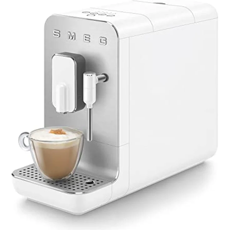 Smeg BCC02WHMEU Kaffeevollautomat 50s Style, 1,4 l Wassertank, mit integriertem Mahlwerk und Milchaufschäumdüse, weiß – Bild 6