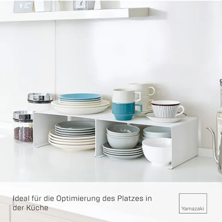 Yamazaki Stapelbares Küchenregal TOWER, Küchen Organizer mit zusätzlichem Speicherplatz, Weiss – Bild 4
