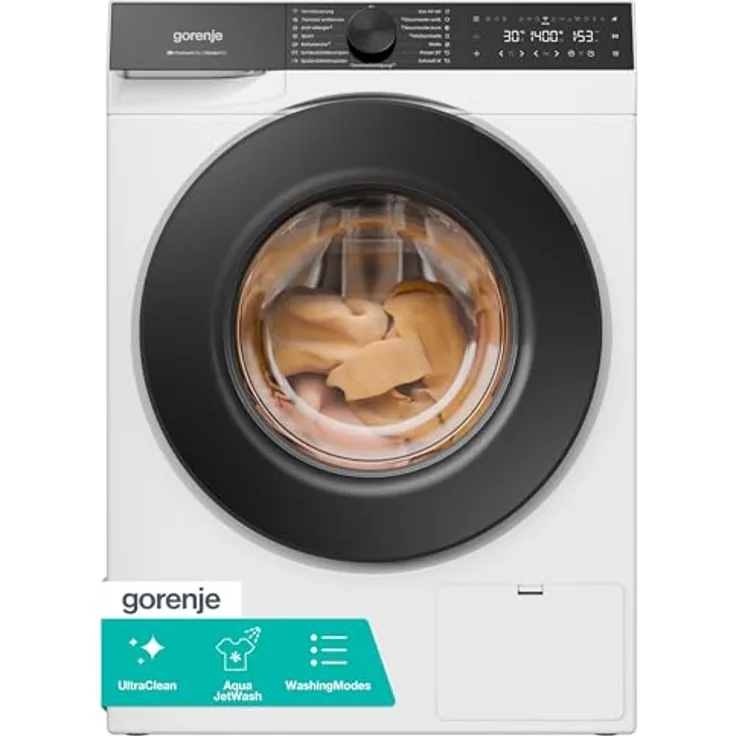 Gorenje W5G694A1T1 Waschmaschine, 9 kg Fassungsvermögen, 1400 U/min, total AquaStop, WIFI, Schnellprogramm Power 29, weiß