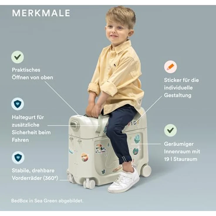 Stokke Kinderkoffer JetKids BedBox Aufsitzkoffer mit Bettfunktion, 4 Rollen, Als Handgepäck zulässig – Bild 2