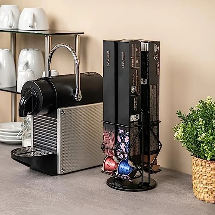 eluno Kapselständer für Nespresso, Kapselspender für Umkarton, 360° drehbar, schwarz – Bild 2