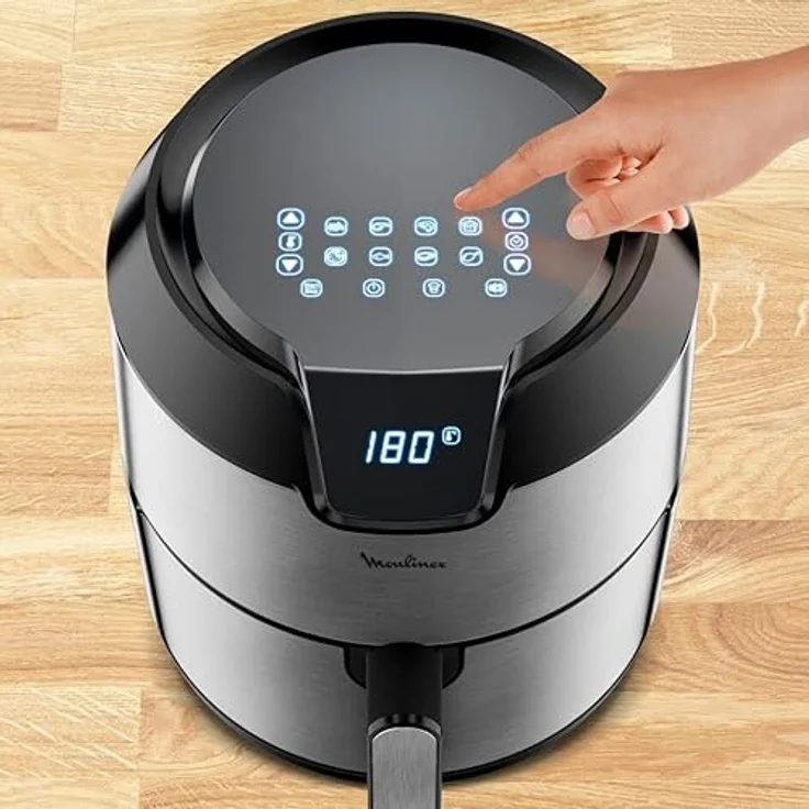 Moulinex EasyFry Deluxe EZ401D Fritteuse ohne Öl für gesunde Zubereitung mit Heißluft, kompaktes Design, Temperaturregelung, Timer, 8 Menüs, Air Pulse Technologie – Bild 4